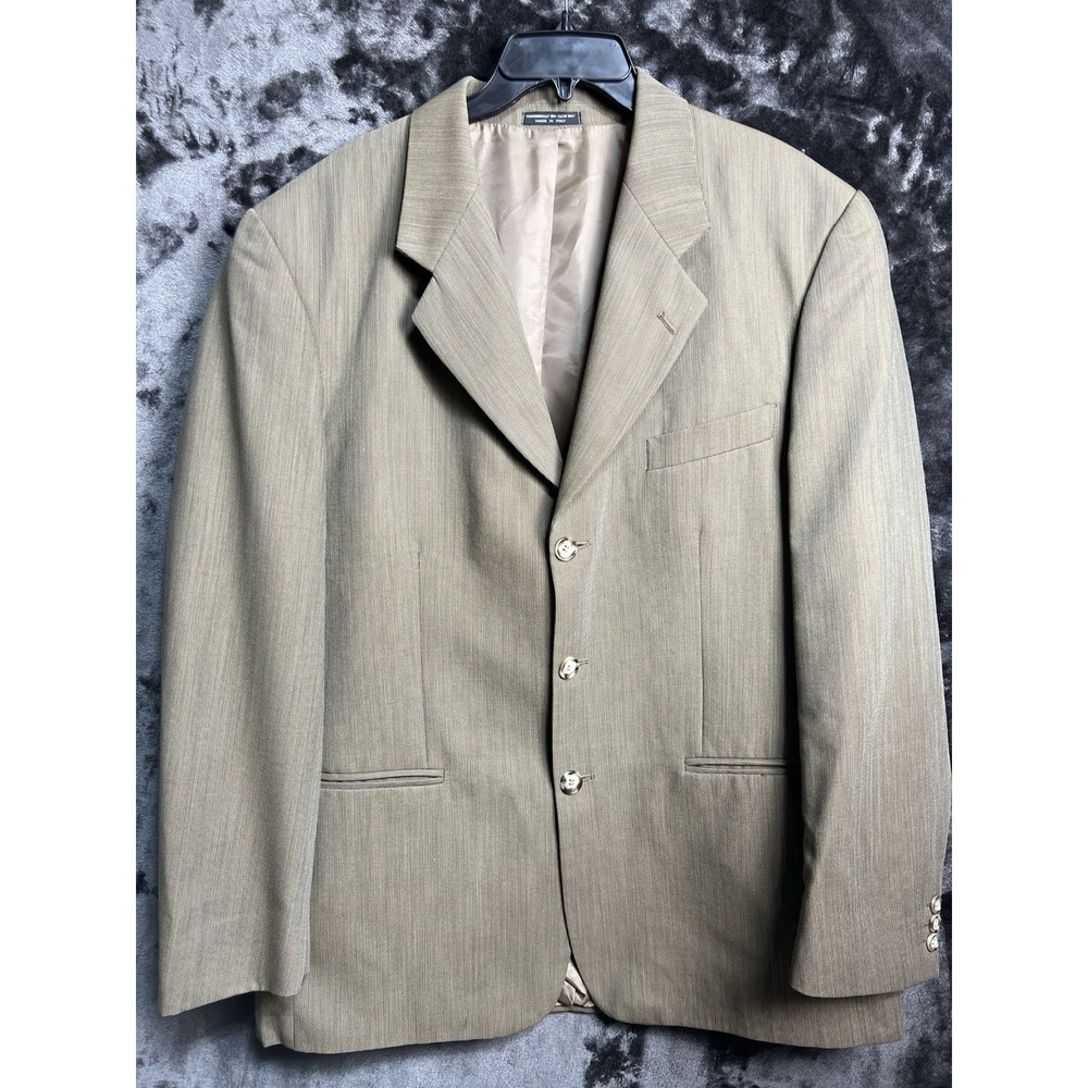 Zegna Cloth Blazer 46L Tan Super 100 Wool Mens Sport Coat Italy